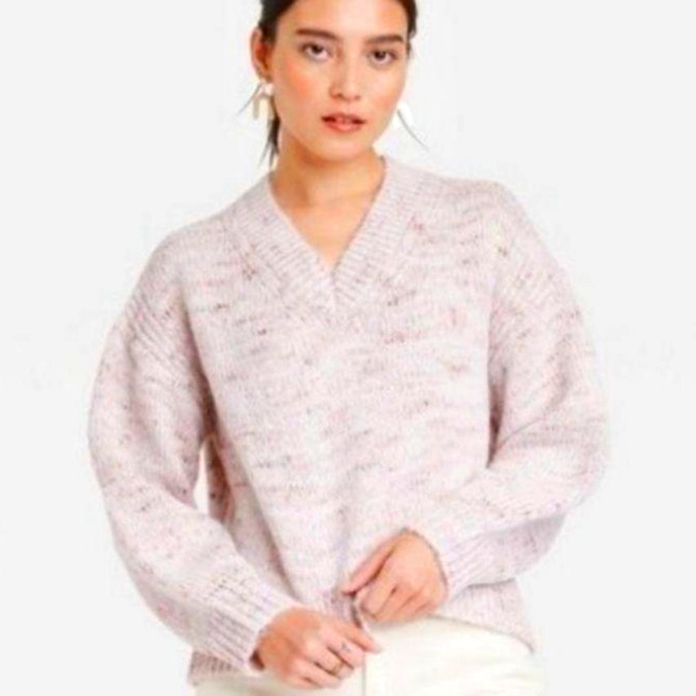 Universal Thread Chunky Cropped V-Neck Sweater, Size Large